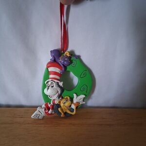 Hallmark Green and Red Cat in the Hat Ornament